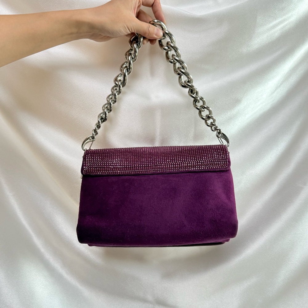 Versace Purple Shoulder Bag with Silver Chain - Picture 3 of 16